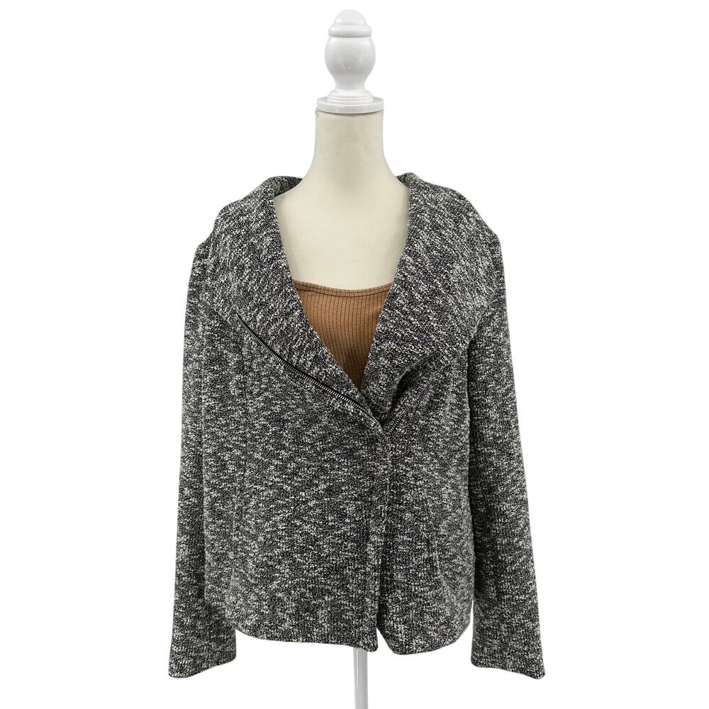 Calvin Klein Blazer Jacket WMNS L Zip-Up Gray Tweed Long Sleeve Business Casual